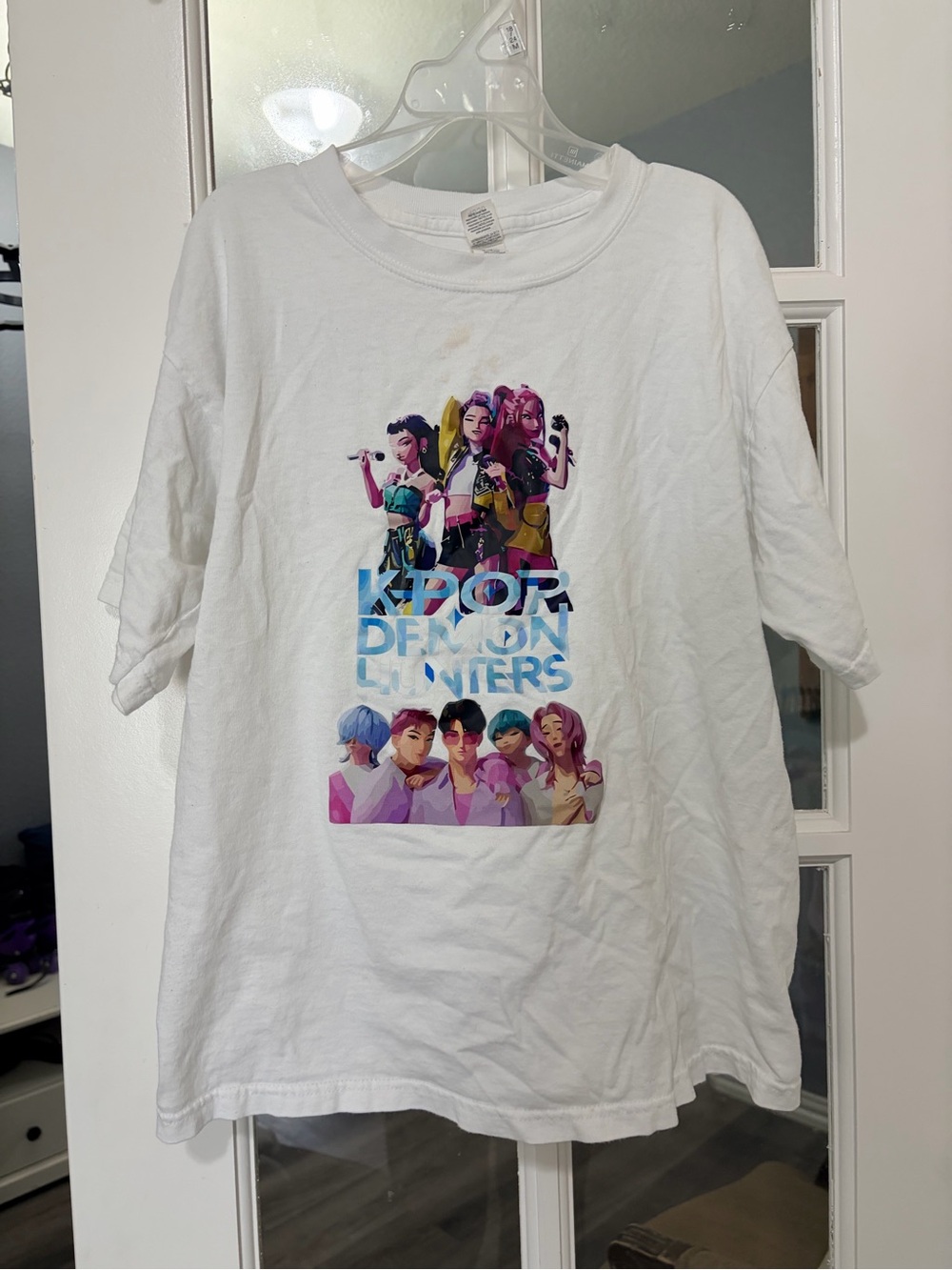 K-Pop Graphic White Tee featuring Colorful Idol Art